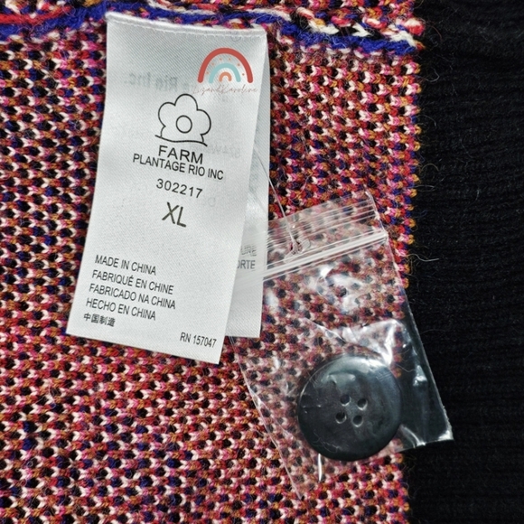 New! FARM Rio Graphic Elements Ainika Cardigan Mushroom Leopard Wool Sweater - Picture 15 of 16